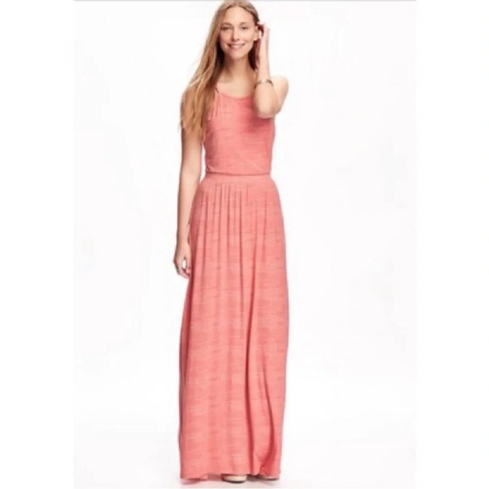 ✨NWT Old Navy Coral High Neck Racerback Jersey Knit Maxi Dress Size Small